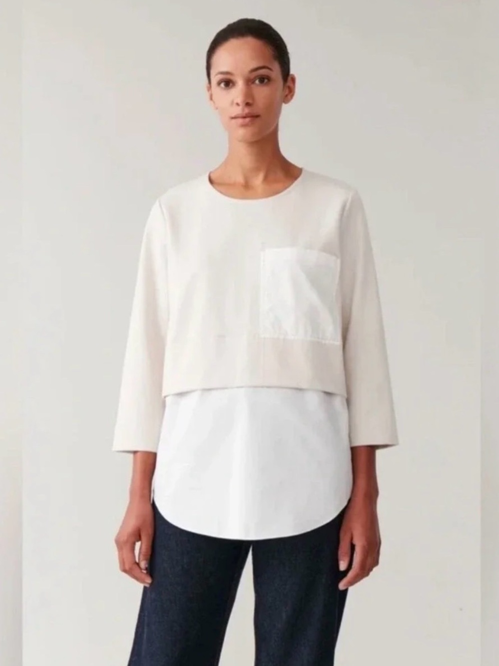 COS | Cream and White Combo Top, S